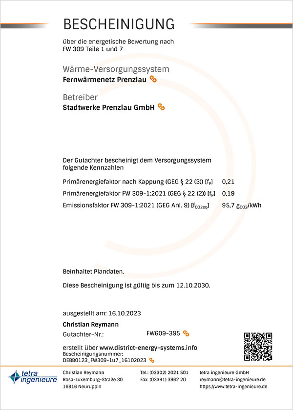 Muster eines Energieausweises für Gebäude