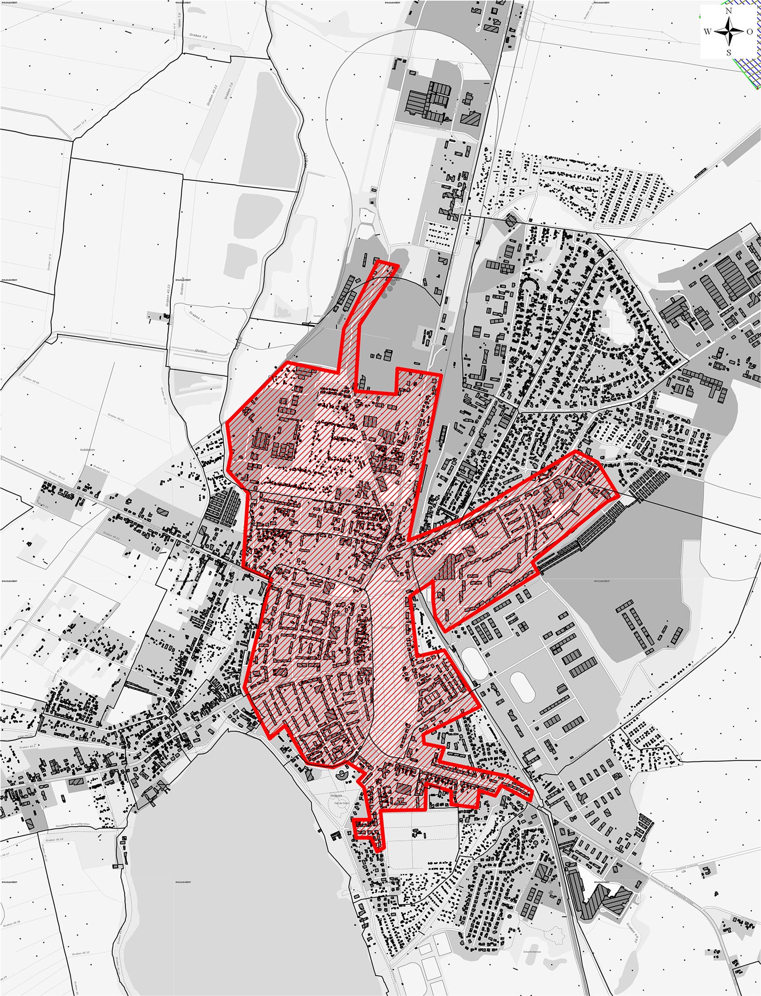 Karte der Fernwärme-Anschlussgebiete in Prenzlau